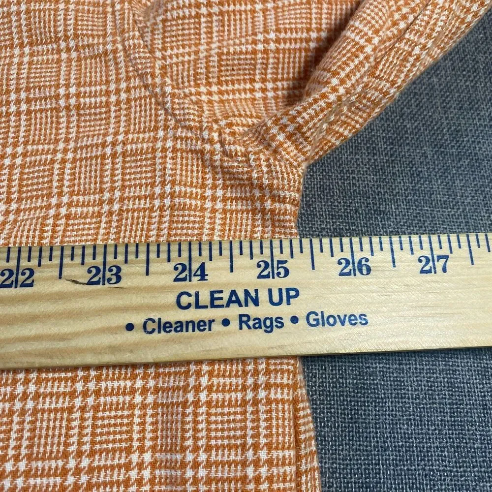 J Crew Check Plaid Houndstooth Flannel‎ Shirt Mens Size Large Orange